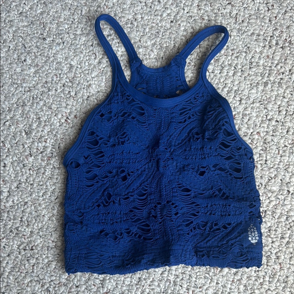 FP Movement by Free People Happiness Runs Blue Lace Tank Top